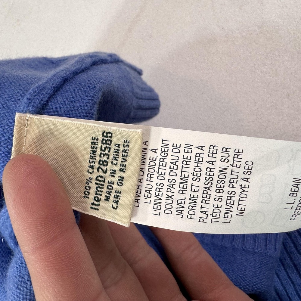 L.L.Bean Sweater Mens XL Blue 100% Cashmere Crew Neck Knit Pullover Warm - Picture 5 of 8